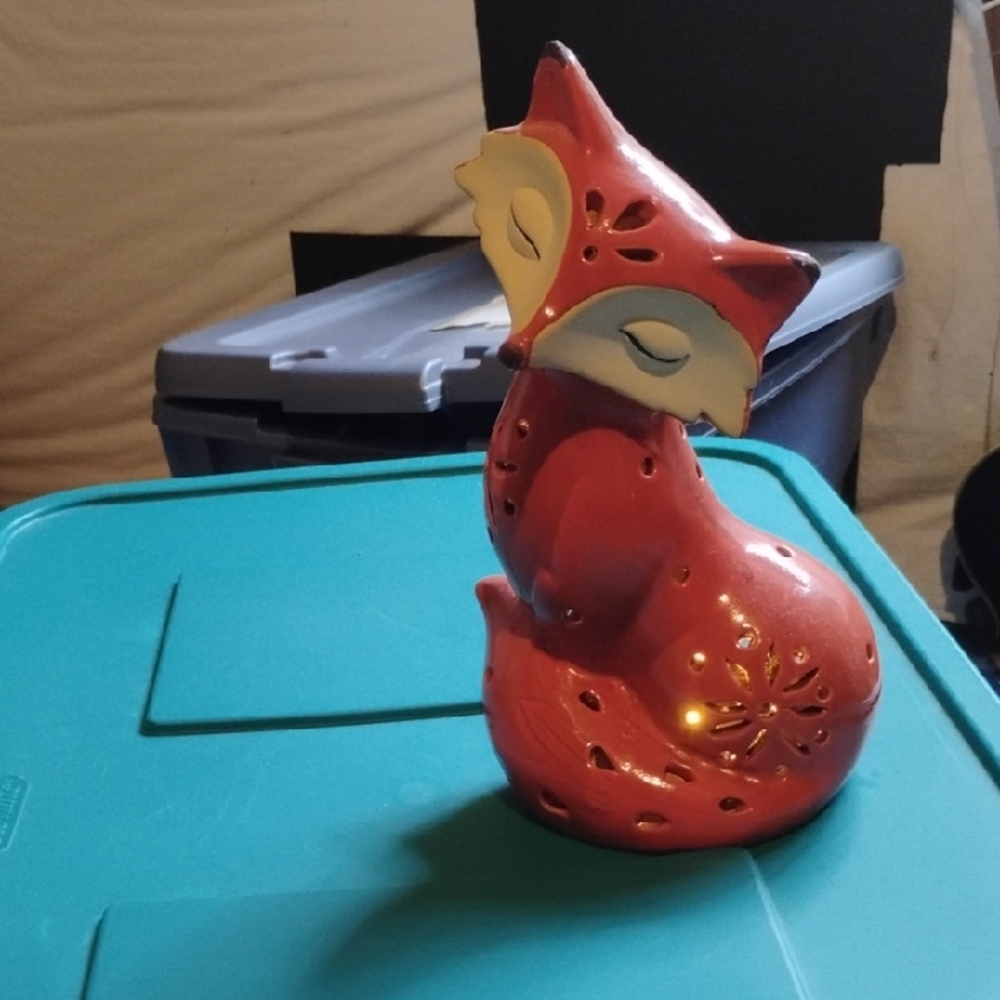 Ceramic Fox Home Accent, Lights up